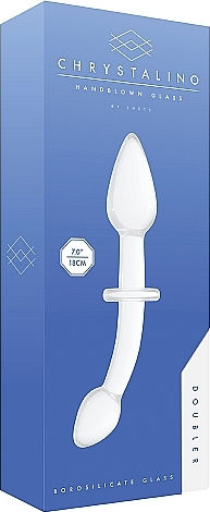 Shots Chrystalino Doubler Dildo din sticlă Alb 17cm