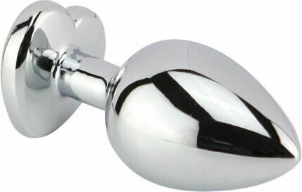 Naughty Toys Heart Base Metal Butt Plug Anal Plug Large Large Clear 9cm