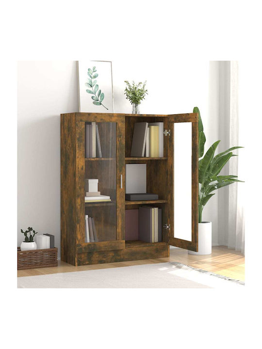 vidaXL Wohnzimmer Vitrine aus MDF mit Verglastem Rauchdunklem Eichenholz 82.5x30.5x115cm