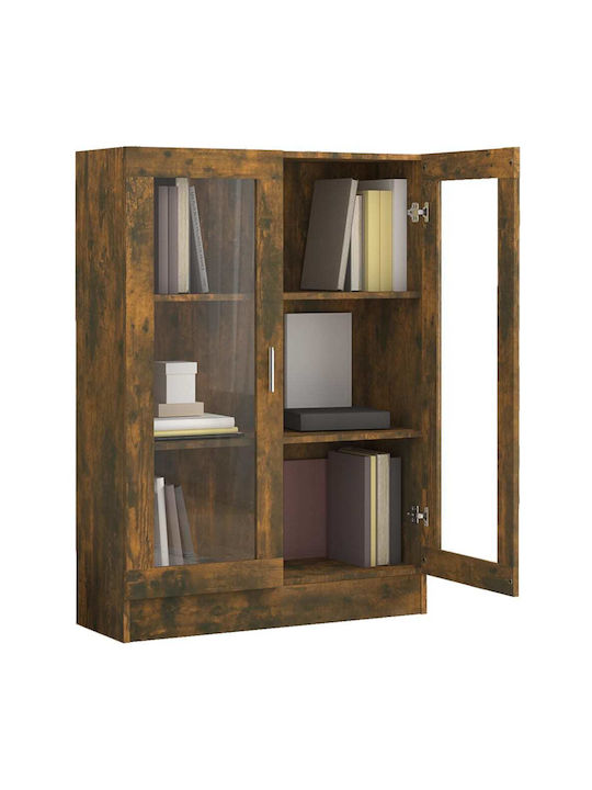 vidaXL Wohnzimmer Vitrine aus MDF mit Verglastem Rauchdunklem Eichenholz 82.5x30.5x115cm