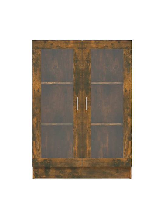 vidaXL Wohnzimmer Vitrine aus MDF mit Verglastem Rauchdunklem Eichenholz 82.5x30.5x115cm