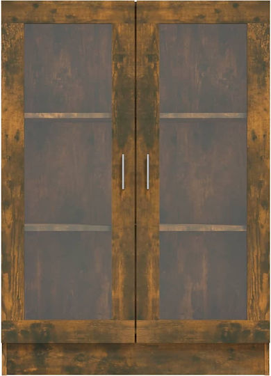 Living Room Display Cabinet made of MDF with Smoked Oak Glass 82.5x30.5x115cm