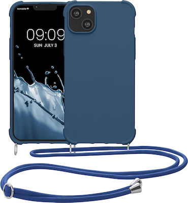 KWmobile Matte Silicone Back Cover with Strap Dark Blue (iPhone 14 Plus)