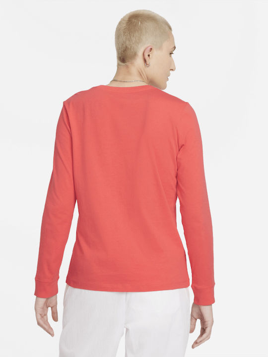 Nike Sportswear Essential Women's Athletic Cotton Blouse Long Sleeve Magic Ember