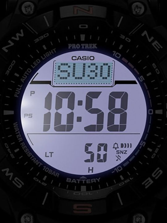 Casio Pro Trek Digital Men's Watch 52mm Chronograph Solar with Black Rubber Strap
