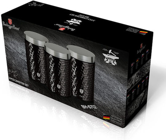 Berlinger Haus Primal Gloss Collection Set 3buc Borcane Uz General cu capac din Oțel Inoxidabil Negru 11x11x17.8cm Berlinger Haus Primal Gloss Collection Set 3buc Borcane Uz General cu capac din Oțel Inoxidabil Negru 11x11x17.8cm