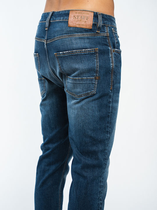 Ανδρικό Παντελόνι Τζιν Ελαστικό με Slim Tapered Εφαρμογή Μπλε