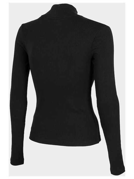 4F Winter Women's Cotton Blouse Long Sleeve Black