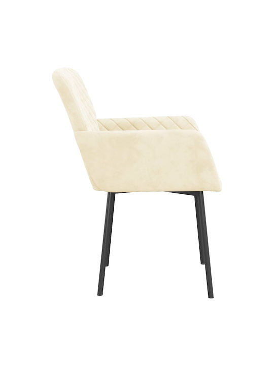 Dining Room Velvet Armchair Κρεμ 51.5x61x78.5cm 2pcs