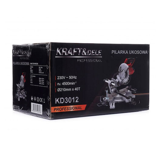 Kraft & Dele Φαλτσοπρίονο Ρεύματος με Ισχύ 2500W, Οδηγό Laser, Δίσκο Κοπής Διαμέτρου 210mm & Ταχύτητα Κοπής 4500rpm