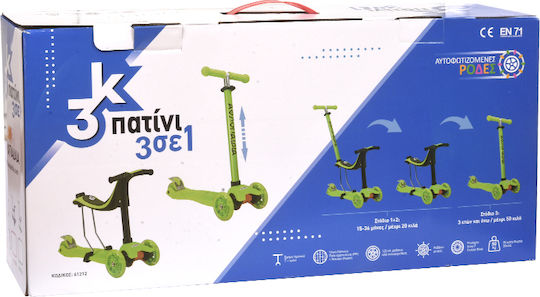 Athlopaidia Kinderroller 3-Rad mit Sitz für 3+ Jahre Grün