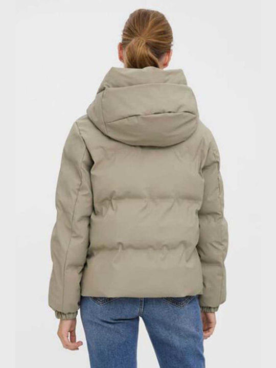 Vero Moda Scurt Jachetă de femei Puffer pentru iarnă Gri