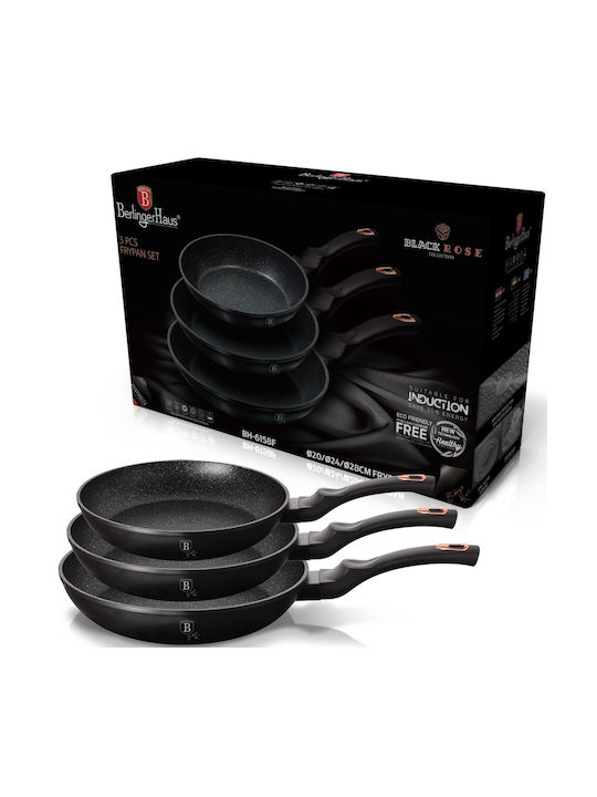 Berlinger Haus Black Rose Collection Pans Set of Aluminum with Non-stick Coating 3pcs