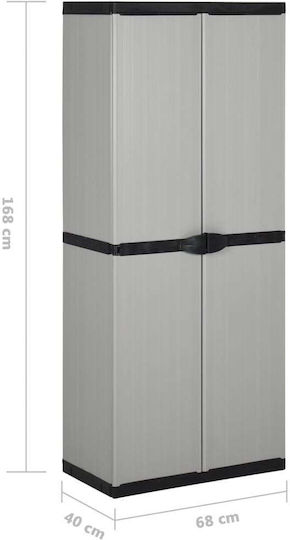 Двукрилен гардероб Пластмаса с разделител и 3 рафтове Grey / Black 68x40x168бр