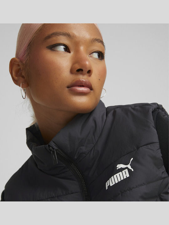 Kurz Damen Ärmellos Puffer Jacke für Winter Schwarz