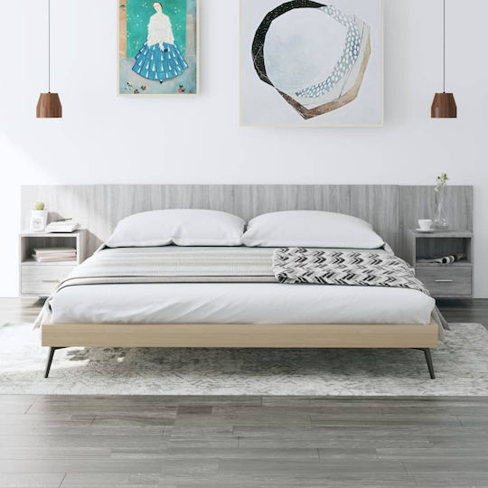 vidaXL Wooden Bed Headboard Gray Sonoma 200x80cm