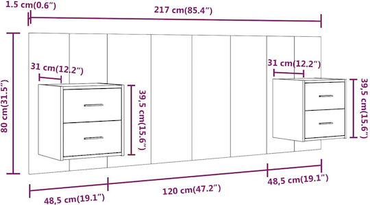 vidaXL Wooden Bed Headboard Smoked Oak 120x80cm