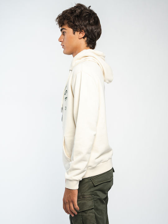 Staff Herren Sweatshirt mit Kapuze und Taschen Off White