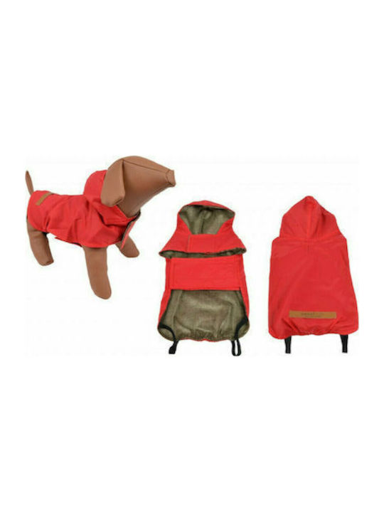 Woofmoda 933-1101 Red Waterproof Dog Coat with Hood with 33cm Back Length
