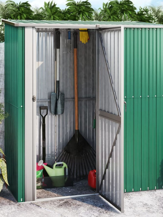 Metallic Galvanized Garden Warehouse with Single-Leaf Door Green L1.805xW0.97xH2.095cm