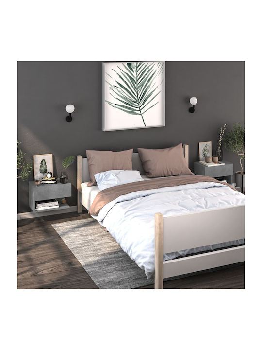 Wooden Gray Concrete Bedside Tables 2 Pieces 46x29.5x30cm