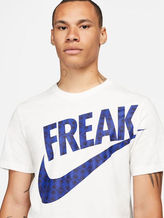 Nike Freak Bărbați T-shirt Sportiv cu Mânecă Scurtă Dri-Fit Alb
