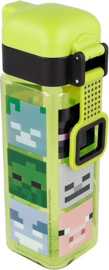 Stor Minecraft Safety Lock Square Kinderflasche Minecraft Kunststoff Auslaufsicher Grün 550ml