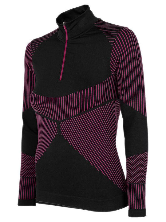 Bluza Damă de Iarnă Mânecă Lungă cu Fermoar Neagră