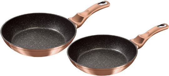 Berlinger Haus Metallic Line Pfannen-Set aus Aluminium Rose Gold Collection mit Innenbeschichtung aus Stein 2 Stück