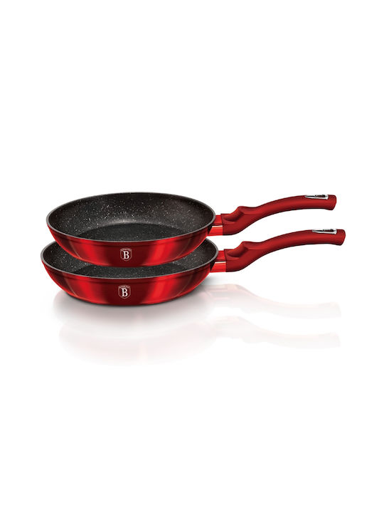 Berlinger Haus Metallic Line Pans Set of Aluminum with Stone Coating Burgundy Collection 2pcs