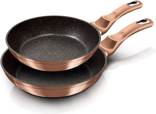 Berlinger Haus Metallic Line Pfannen-Set aus Aluminium Rose Gold Collection mit Innenbeschichtung aus Stein 2 Stück