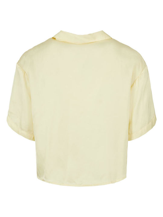 Urban Classics Women's Satin Short Sleeve Shirt Light Beige