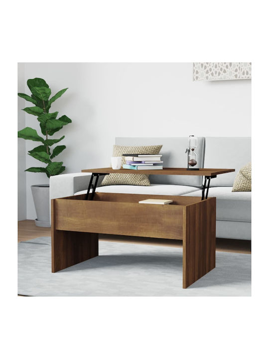 Rectangular Central Wooden Coffee Table with Lifting Mechanism Brown M80xW50.5xH41.5cm