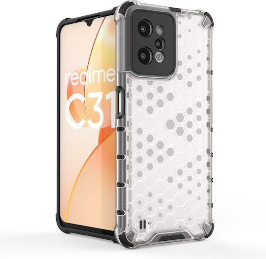 Hurtel Honeycomb Back Cover Silicone Transparent (Realme C31)