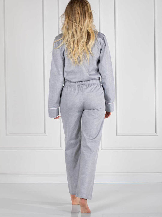 Momenti Per Me Winter Women's Pyjama Set Cotton Gray Eve