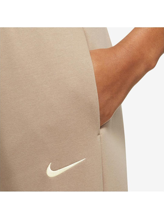 Sportswear High Waist Sweatpants Wide Fleece Beige