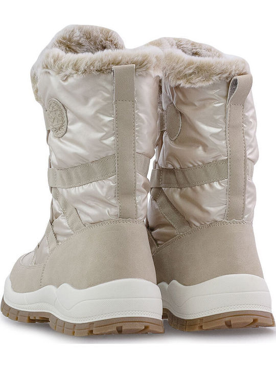 Suede Kinder-Schneestiefel mit Schnürsenkeln Beige