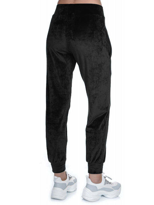 Kendall + Kylie Damen-Sweatpants Jogger Schwarz Samt