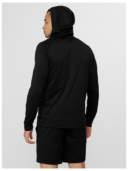 4F Men's Sweatshirt Jacket with Hood and Pockets Black