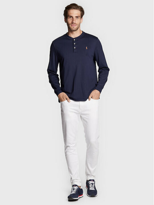 Ralph Lauren Men's Long Sleeve Blouse with Buttons Navy Blue