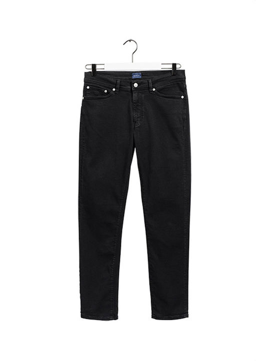 Ανδρικό Παντελόνι Τζιν Ελαστικό με Slim Straight Εφαρμογή Μαύρο