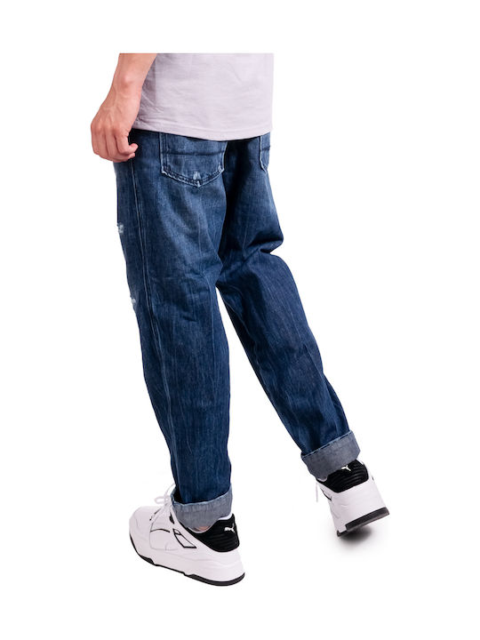 Fede Men's Jeans Pants with Loose Fit Navy Blue
