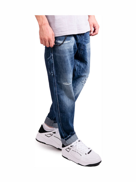 Fede Men's Jeans Pants with Loose Fit Navy Blue