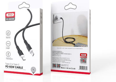 XO NB-208B USB 2.0 Cable USB-C male - USB-C male Μαύρο 1m