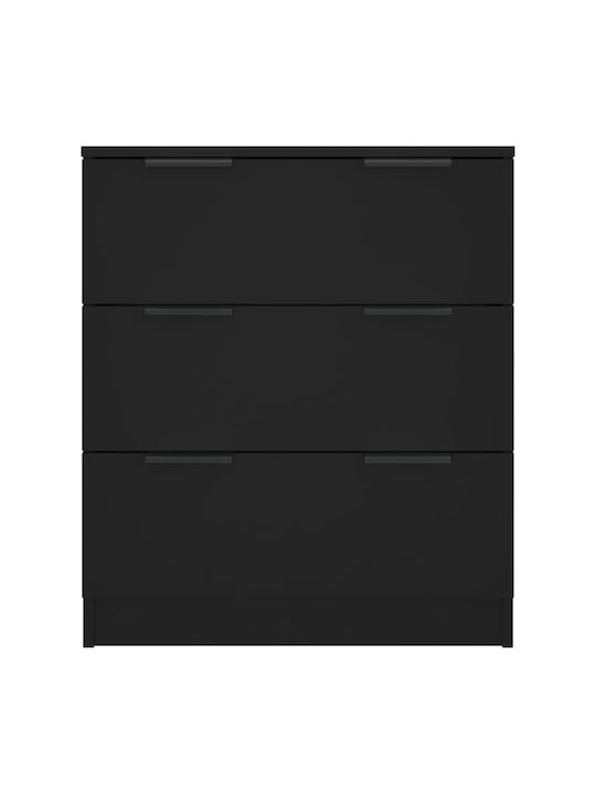 Συρταριέρα Κρεβατοκάμαρας mit 3 Schubladen Schwarz 60x30x70cm
