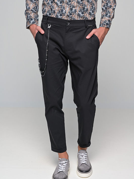 Kowalski Trousers Chino Elastic in Regular Fit Black