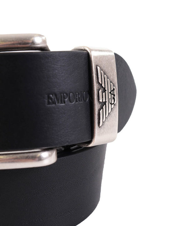 Emporio Armani Ανδρική Ζώνη Δερμάτινη Μαύρη