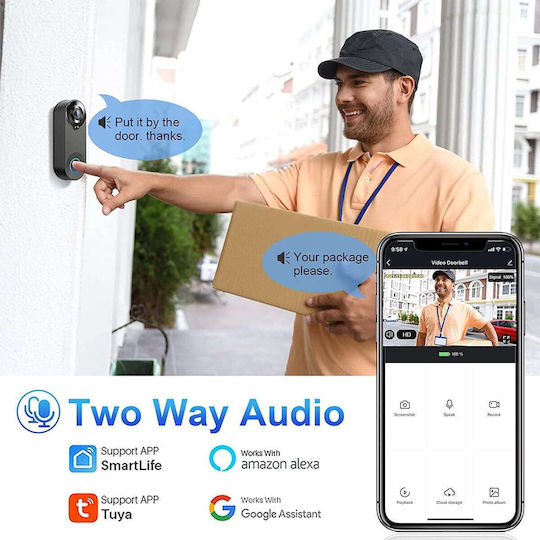 GloboStar Безжично Bell за Врата Wi-Fi 1080P Черен