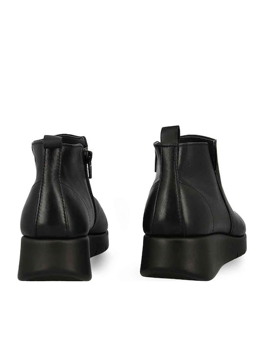 Flex Go Leather Women's Ankle Boots Platform Black