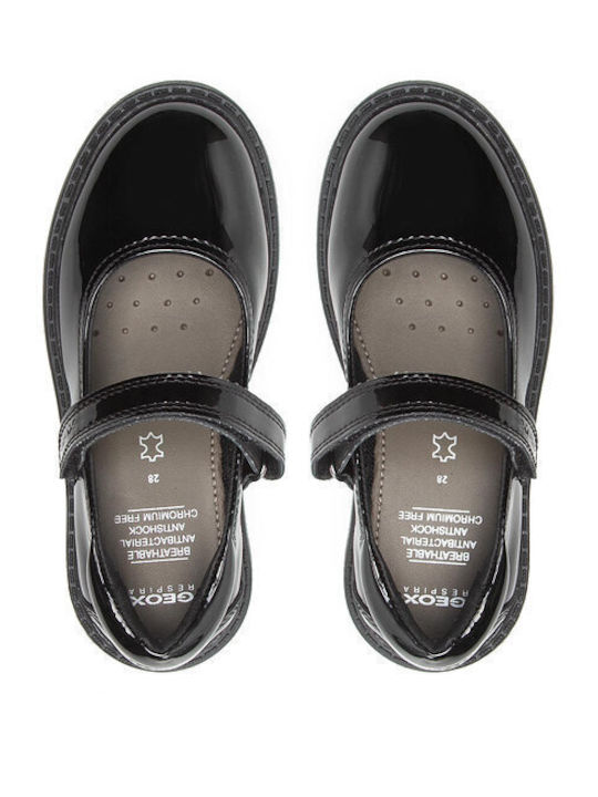 Kids Anatomic Patent Leather Ballerinas Casey with Hoop & Loop Closure Black